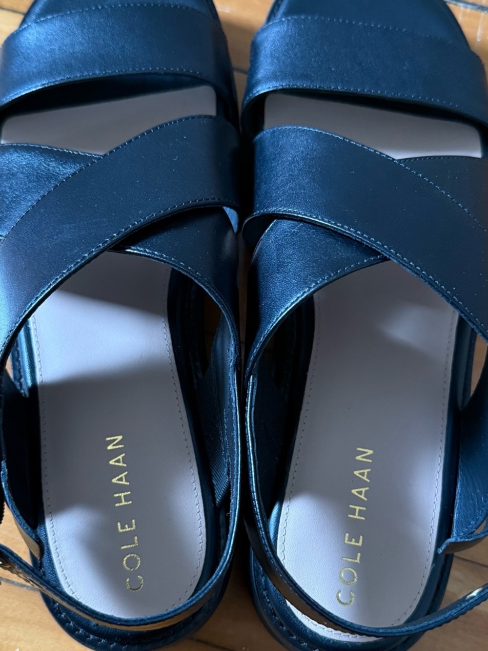 NWOT Cole Haan leather Black Platform Crisscross Sandals size 8B - Picture 5 of 5